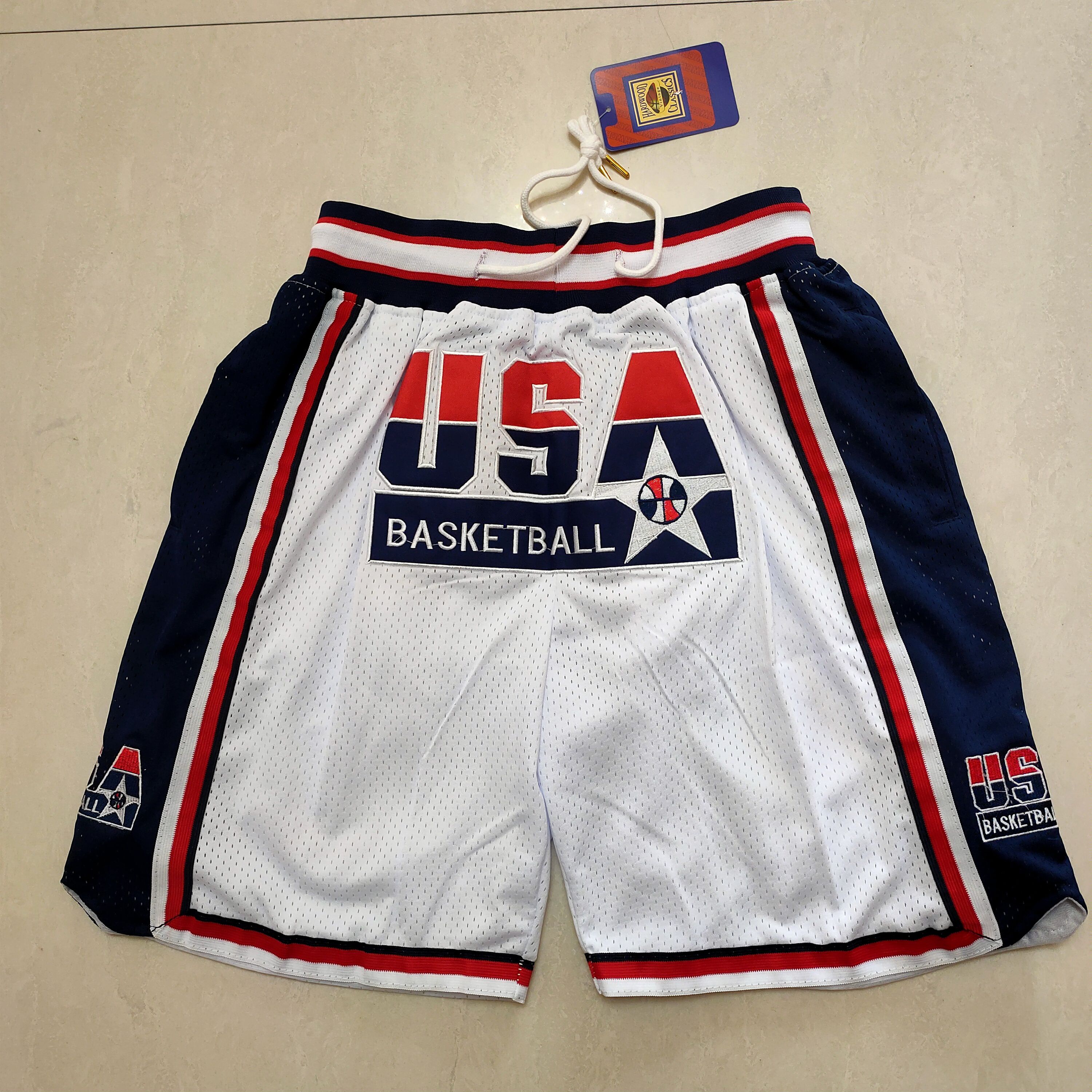 Men NBA USA White Shorts 202302184->more jerseys->NBA Jersey